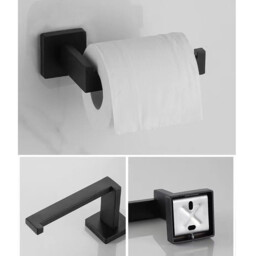 JORDAN&JUDY 5-Piece Black Towel Rack Set, Bathroom Storage, Stylish & Functional - thumbnail 4