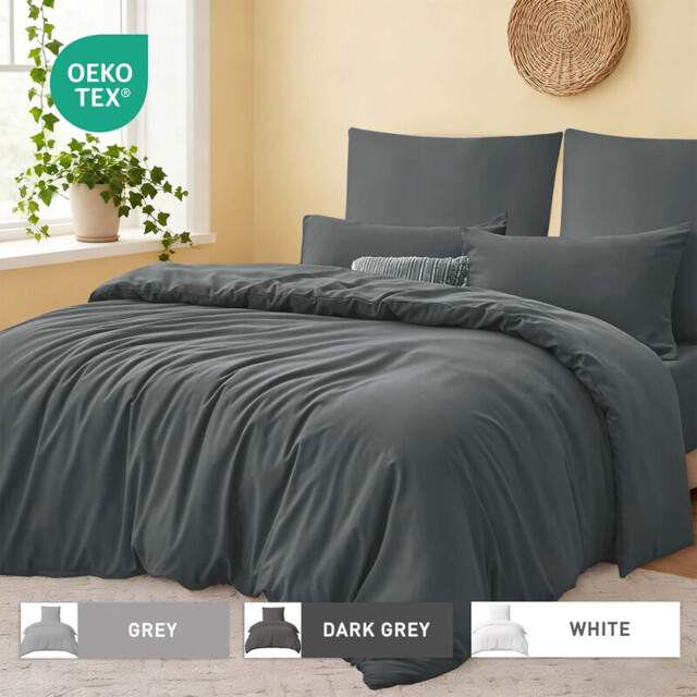 LeBonsoir Dark Gray Duvet Cover Set,260x220cm/60x80cmx2 Soft Double Brushed Bedding Set, with Zip, 3 Pieces, Includes 1 Duvet Cover & 2 Pillowcases,NO Comforter - image 1