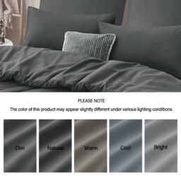 LeBonsoir Dark Gray Duvet Cover Set，260x220cm/60x80cmx2 Soft Double Brushed Bedding Set， with Zip， 3 Pieces， Includes 1 Duvet Cover & 2 Pillowcases，NO Comforter - thumbnail 4