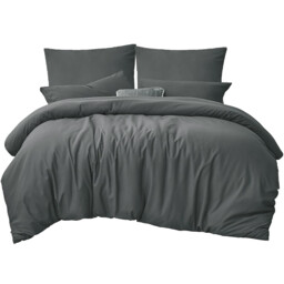 LeBonsoir Dark Gray Duvet Cover Set，260x220cm/60x80cmx2 Soft Double Brushed Bedding Set， with Zip， 3 Pieces， Includes 1 Duvet Cover & 2 Pillowcases，NO Comforter - thumbnail 5