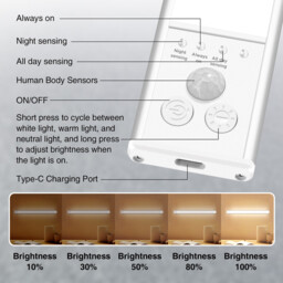 Ultradünnes Schranklicht 40cm, 2er Pack PIR-Sensor LED Lamp, 3 Farbtemperaturen USB-aufladbar, 1100mAh Akku für Küche Schlafzimmer - thumbnail 2