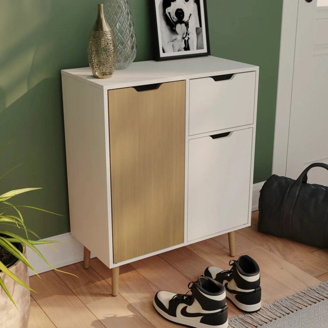 Vida Designs Sideboard 2 Doors 1 Drawer White/Oak Effect - image 1