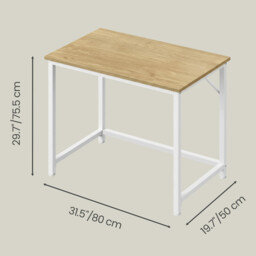 Computer Desk, for Home Study, Bedroom, 80 x 50 x 76 cm, Natural Oak and Pearl White - thumbnail 7