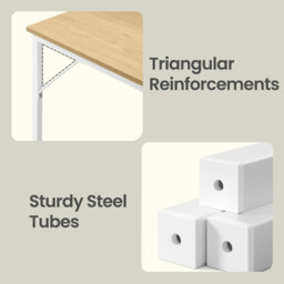 Computer Desk, for Home Study, Bedroom, 80 x 50 x 76 cm, Natural Oak and Pearl White - thumbnail 3