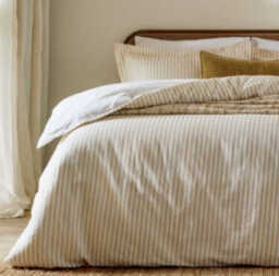 Yard Pillowcase Pair Hebden Stripe Reversible 100% Cotton Honey Yellow - thumbnail 2