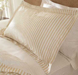 Yard Pillowcase Pair Hebden Stripe Reversible 100% Cotton Honey Yellow - thumbnail 1