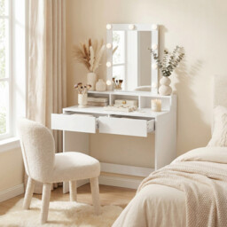 JOYFURNOS Vanity Makeup Table, Dressing Table with Lighted Mirror, 3 Colours, Modern, White - thumbnail 5