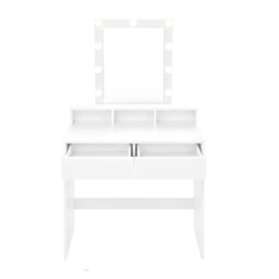 JOYFURNOS Vanity Makeup Table, Dressing Table with Lighted Mirror, 3 Colours, Modern, White