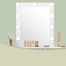 JOYFURNOS Vanity Makeup Table, Dressing Table with Lighted Mirror, 3 Colours, Modern, White - thumbnail 4