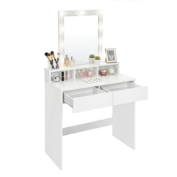 JOYFURNOS Vanity Makeup Table, Dressing Table with Lighted Mirror, 3 Colours, Modern, White - thumbnail 7