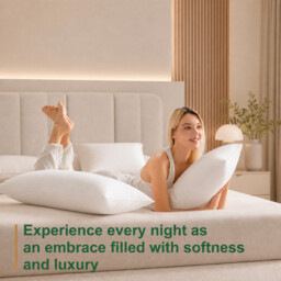 DWONFOCUS Classic Design White 100% Feather Pillows with 100% Cotton Cover,1000g Feather Filling Sleeping Bed Pillows,Standard Soft Pillow Inserts 48x74cm Set of 2, Oeko-Tex Certified, Hypoallergenic,RDS Certified for Animal Welfare - thumbnail 3