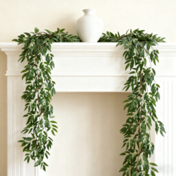 Wei's Moment  Artificial Willow Leaves Vine Twigs 2Pcs 5.7Ft Fake Hanging Ivy Plants Silk Green Leaf Rattan Garland Greenery Decor for Indoor Outdoor Home Wedding Arch Jungle Beach Birthday Party Garden - thumbnail 1