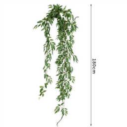Wei's Moment  Artificial Willow Leaves Vine Twigs 2Pcs 5.7Ft Fake Hanging Ivy Plants Silk Green Leaf Rattan Garland Greenery Decor for Indoor Outdoor Home Wedding Arch Jungle Beach Birthday Party Garden - thumbnail 5