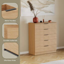 Vida Designs Drawer Chest Trega 5 Drawers Pine - thumbnail 4