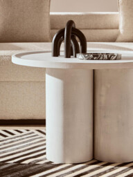 Fifty Five South Coffee Table Walsa Pillar Base Solid Mango Wood Whitewash - thumbnail 3