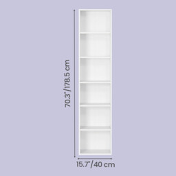 Ochama Bookshelf with 6 Shelves, Bookcase, for Home Office, Bedroom, Living Room, Study, White - thumbnail 3