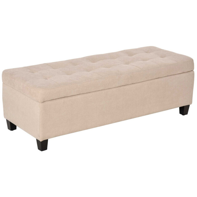 HOMCOM Ottoman Storage Classic Tufted Beige - image 1