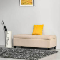 HOMCOM Ottoman Storage Classic Tufted Beige - thumbnail 2