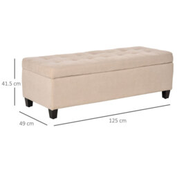 HOMCOM Ottoman Storage Classic Tufted Beige - thumbnail 7