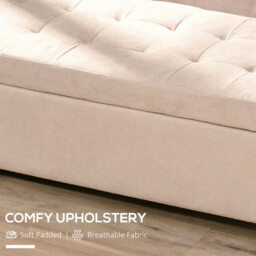 HOMCOM Ottoman Storage Classic Tufted Beige - thumbnail 6