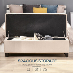 HOMCOM Ottoman Storage Classic Tufted Beige - thumbnail 3