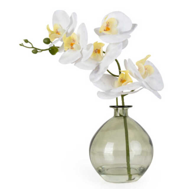 Candlelight Artificial Orchid Flower in Vase White 33cm - image 1