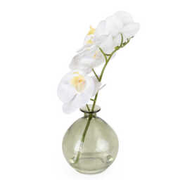 Candlelight Artificial Orchid Flower in Vase White 33cm - thumbnail 3