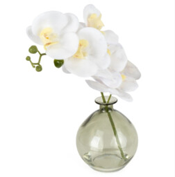 Candlelight Artificial Orchid Flower in Vase White 33cm - thumbnail 2
