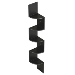 Ochama 5-Tier Corner Shelf, Wall-Mounted Floating Shelving Unit with Sturdy Metal Bracket and Hidden Fixing System, 20x20x126cm Vertical Space-Saving Design, Ideal for Bedroom, Living Room, Home Office, Kitchen, Balcony, Black