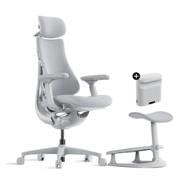 LiberNovo Omni Ergonomic Office Chair with Footrest, Adjustable with Adaptive Lumbar Support, 160° Tilt Angle and Integrated Spine Stretch, Desk Chair for Office, Grey, 48 cm - image 1