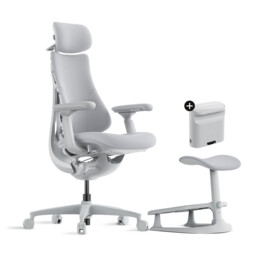 LiberNovo Omni Ergonomic Office Chair with Footrest, Adjustable with Adaptive Lumbar Support, 160° Tilt Angle and Integrated Spine Stretch, Desk Chair for Office, Grey, 48 cm - thumbnail 1
