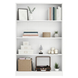 Ochama Storage Shelf Unit, Modern Bookcase with 4 Tiers, Bookshelf for Bedroom, Office, Living Room, White - thumbnail 4