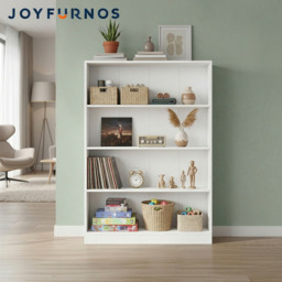 Ochama Storage Shelf Unit, Modern Bookcase with 4 Tiers, Bookshelf for Bedroom, Office, Living Room, White - thumbnail 7