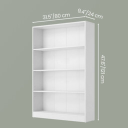 Ochama Storage Shelf Unit, Modern Bookcase with 4 Tiers, Bookshelf for Bedroom, Office, Living Room, White - thumbnail 3
