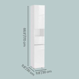 Ochama Tall Bathroom Cabinet, Slim Storage Cabinet, Narrow Cupboard, White - thumbnail 6