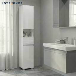 Ochama Tall Bathroom Cabinet, Slim Storage Cabinet, Narrow Cupboard, White - thumbnail 3