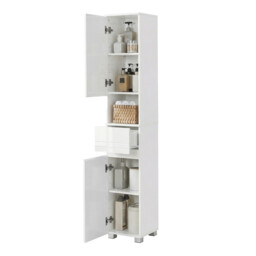 Ochama Tall Bathroom Cabinet, Slim Storage Cabinet, Narrow Cupboard, White - thumbnail 4