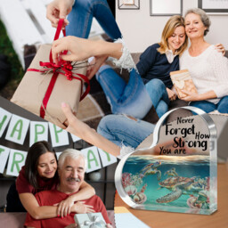 "Alphynix 1pc Heart Acrylic Plaque, ""Never Forget How Strong You Are"" Inspirational Gift with Sea Turtle and Coral Reef Design, Encouragement Present for Friends" - thumbnail 4