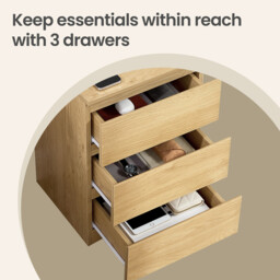 Ochama Set of 2 Nightstands with Charging Station, Bedside Tables, Side End Tables with 3 Drawers, for Bedroom, Yellow - thumbnail 5
