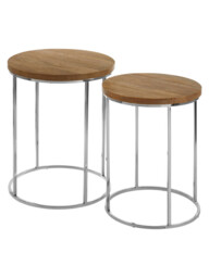 Interiors by Premier Side Tables Agra Round Mango Wood/Iron 2pcs - thumbnail 1