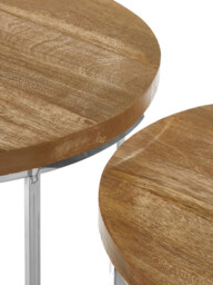 Interiors by Premier Side Tables Agra Round Mango Wood/Iron 2pcs - thumbnail 2