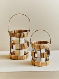 Interiors by Premier Lantern Kuta Woven Natural/Black Large - thumbnail 2
