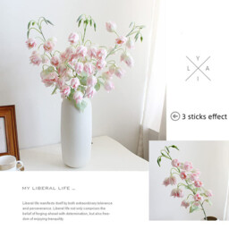 Yuejia 3Pcs 33in/84cmArtificial Bluebell Silk Flower Outdoors Fake Plants Faux Silk Flower, Large Artificial Lily of The Valley Wind Chime Orchid for Home Office Decoration, Dining Table Centerpiece（Pink） - thumbnail 3