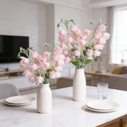 Yuejia 3Pcs 33in/84cmArtificial Bluebell Silk Flower Outdoors Fake Plants Faux Silk Flower, Large Artificial Lily of The Valley Wind Chime Orchid for Home Office Decoration, Dining Table Centerpiece（Pink） - thumbnail 1