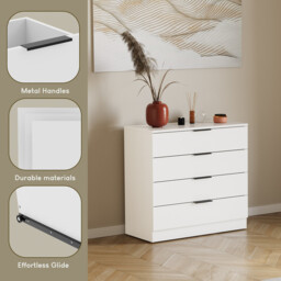 Vida Designs Drawer Chest Trega 4 Drawers White - thumbnail 3