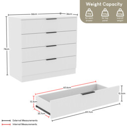 Vida Designs Drawer Chest Trega 4 Drawers White - thumbnail 4
