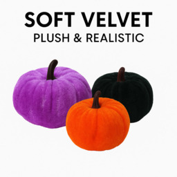 Marrybox Fall Decorative Pumpkins Plush Velvet Effect Purple/Black/Orange 12pcs - thumbnail 7