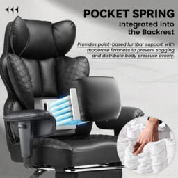 GTPLayer Big and Tall Office Chair Heavy Duty Executive Desk Chair with Footrest, Ergonomic High Back PU Leather Swivel Reclining Computer Chairs for Home - thumbnail 3
