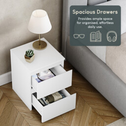 Vida Designs Bedside Table Denver 2 Drawers White - thumbnail 7