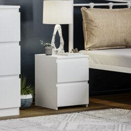 Vida Designs Bedside Table Denver 2 Drawers White - thumbnail 1